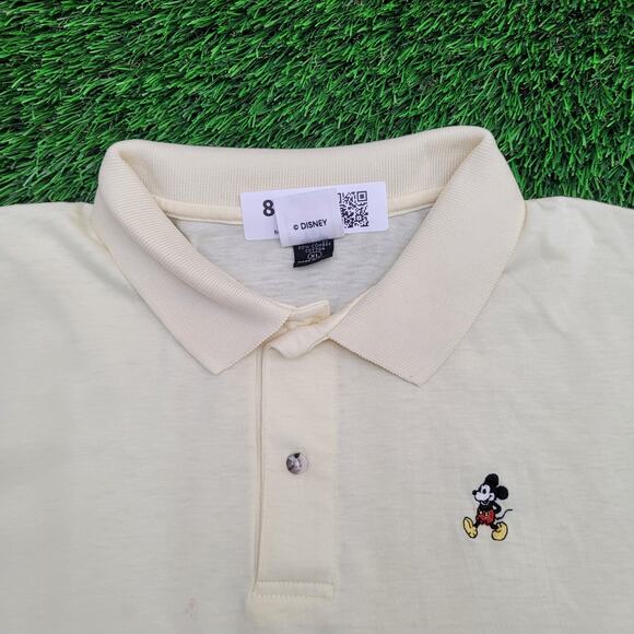 Vintage 90s Mickey-Mouse Polo Shirt M/L 21x26 Yellow Cartoon - Picture 12 of 16